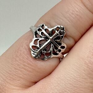 Filigree Gothic Victorian Style Silver Calatrava Cross Ring NEW